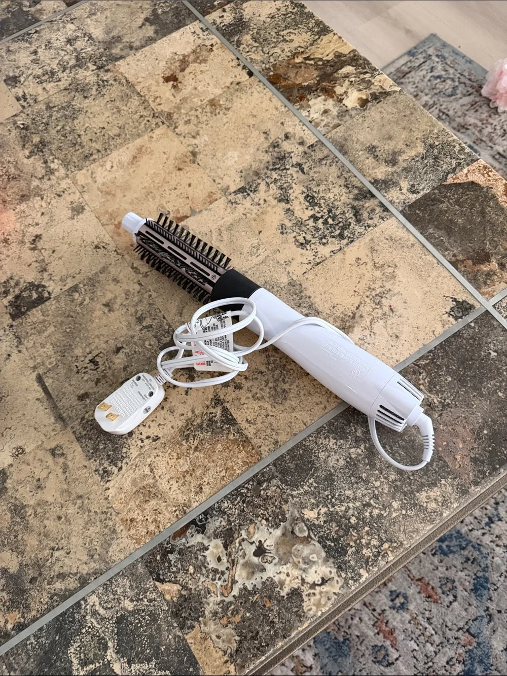 White and Rose Gold Hot Air Styling Brush for Men Grooming